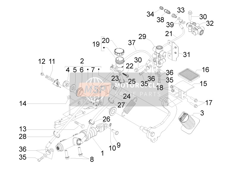 666780, Pump Support Bracket Complete With Brake Pedal, Piaggio, 0