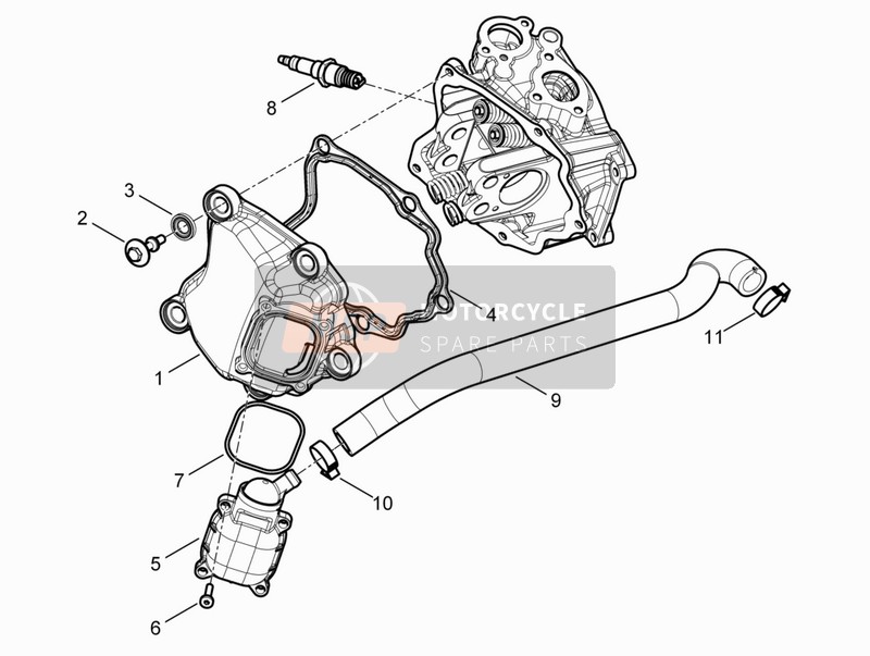 Piaggio MP3 300 YOUrban LT RL - Sport NOABS E4 2017 Cylinder Head Cover for a 2017 Piaggio MP3 300 YOUrban LT RL - Sport NOABS E4