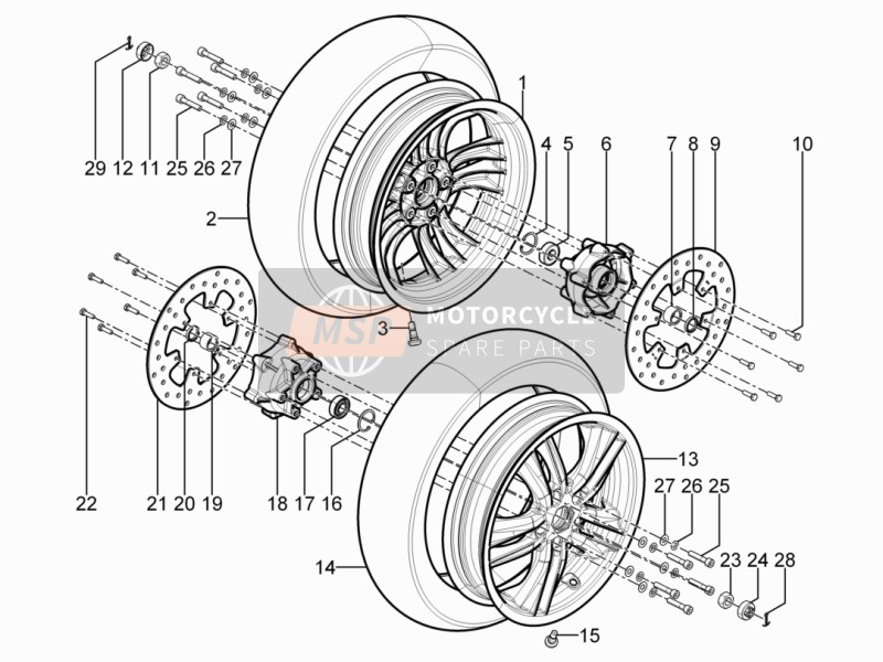 Piaggio MP3 300 YOUrban LT RL - Sport NOABS E4 2017 Ruota anteriore per un 2017 Piaggio MP3 300 YOUrban LT RL - Sport NOABS E4