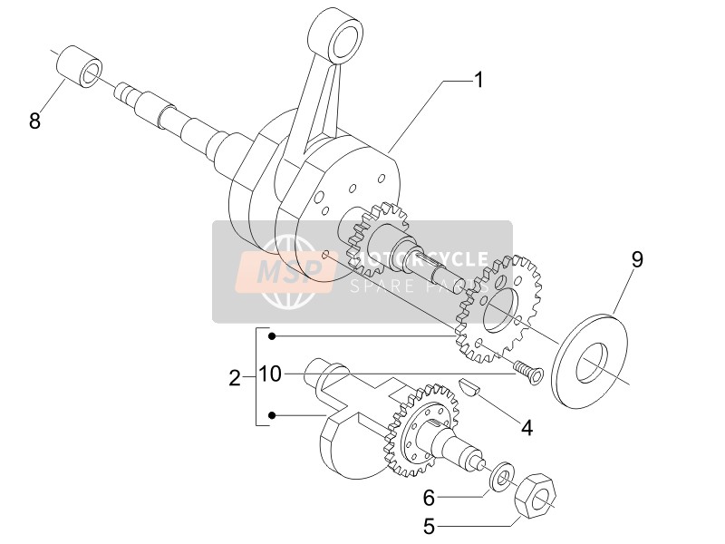 Piaggio MP3 400 ie 2008 Crankshaft for a 2008 Piaggio MP3 400 ie