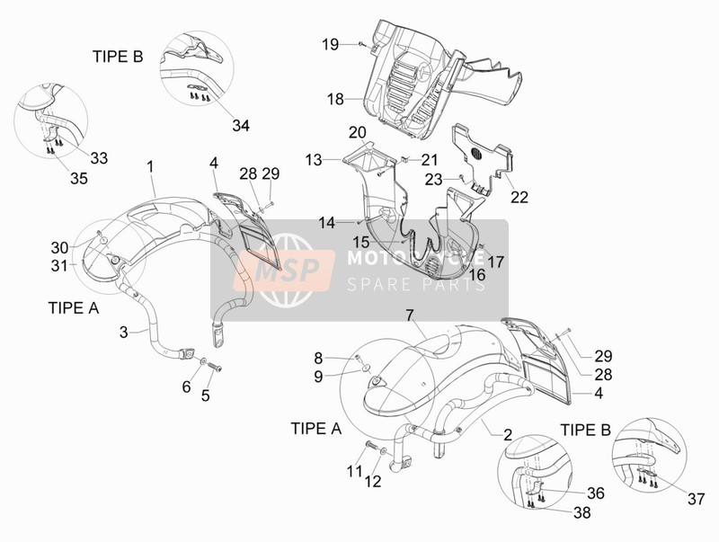 Piaggio MP3 400 ie 2007 Radgehäuse - Schlammschutz für ein 2007 Piaggio MP3 400 ie