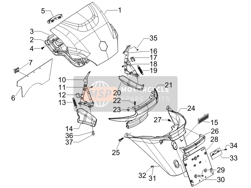 652628000C, Verleng Spatbord, Piaggio, 1