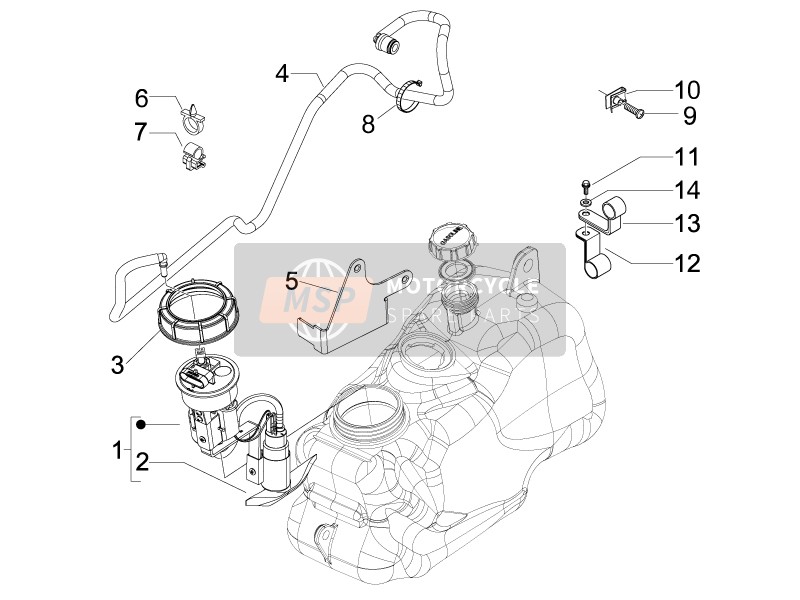 Piaggio MP3 400 ie 2008 Système d'alimentation pour un 2008 Piaggio MP3 400 ie