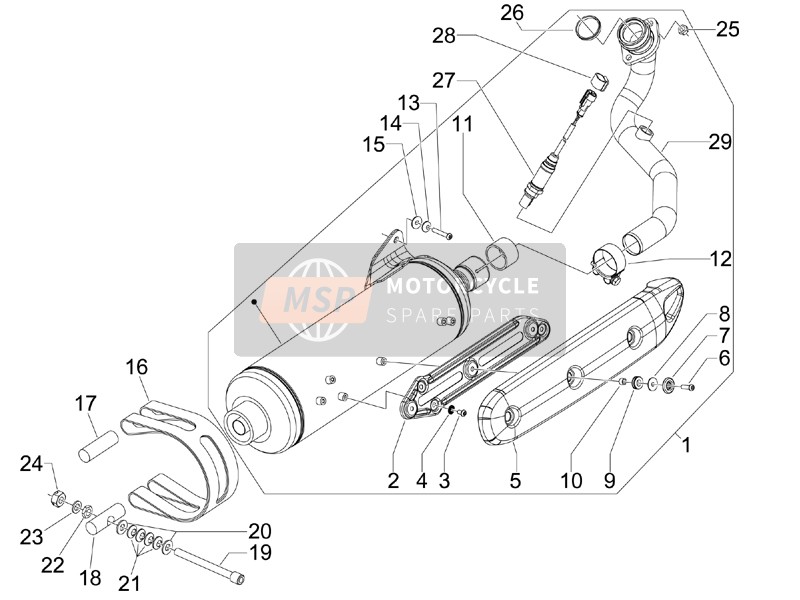 1A007654, Exhaust Manifold With I.P., Piaggio, 1