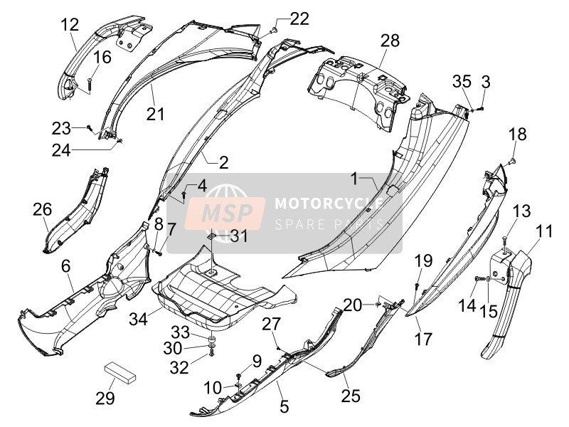 Piaggio MP3 400 ie MIC 2008 Couvercle latéral - Divulgacher pour un 2008 Piaggio MP3 400 ie MIC