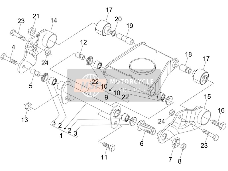 Piaggio MP3 400 ie MIC 2008 Braccio oscillante per un 2008 Piaggio MP3 400 ie MIC