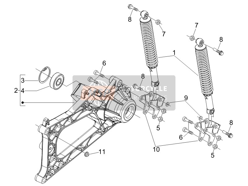 Piaggio MP3 400 ie MIC 2008 Rear Suspension - Shock Absorber/s for a 2008 Piaggio MP3 400 ie MIC