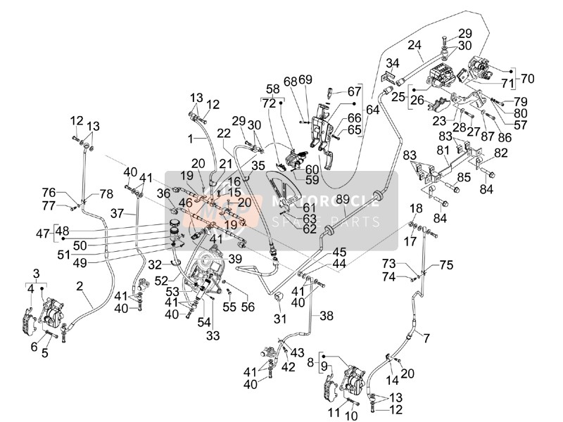 Piaggio MP3 400 RL Touring 2011 Brakes Pipes - Calipers for a 2011 Piaggio MP3 400 RL Touring