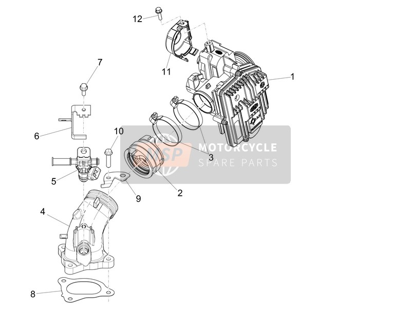 Piaggio MP3 500 LT Business (EMEA) 2015 Drosselklappe - Einspritzer - Anschlussstutzen für ein 2015 Piaggio MP3 500 LT Business (EMEA)