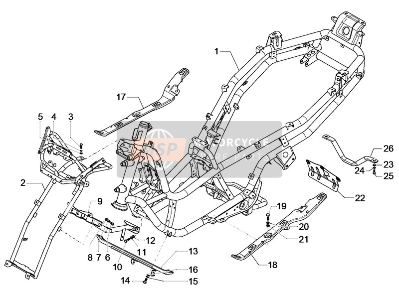 Piaggio MP3 500 LT Business (EMEA) 2014 Frame/Kuipwerk voor een 2014 Piaggio MP3 500 LT Business (EMEA)