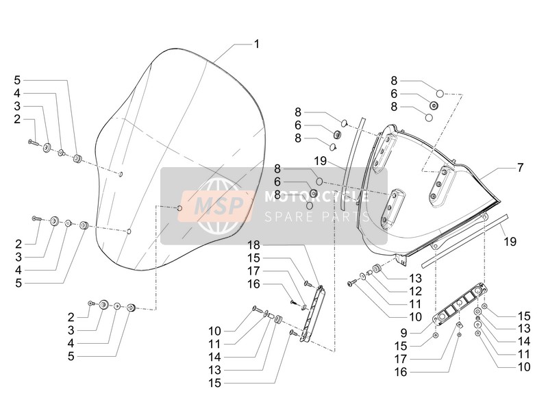 Piaggio MP3 500 LT Sport 2014 Windscherm - Glas voor een 2014 Piaggio MP3 500 LT Sport