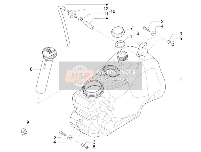 Piaggio MP3 500 LT Sport 2014 Depósito de combustible para un 2014 Piaggio MP3 500 LT Sport