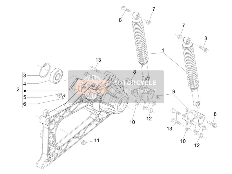 Piaggio MP3 500 LT Sport 2015 Rear Suspension - Shock Absorber/s for a 2015 Piaggio MP3 500 LT Sport