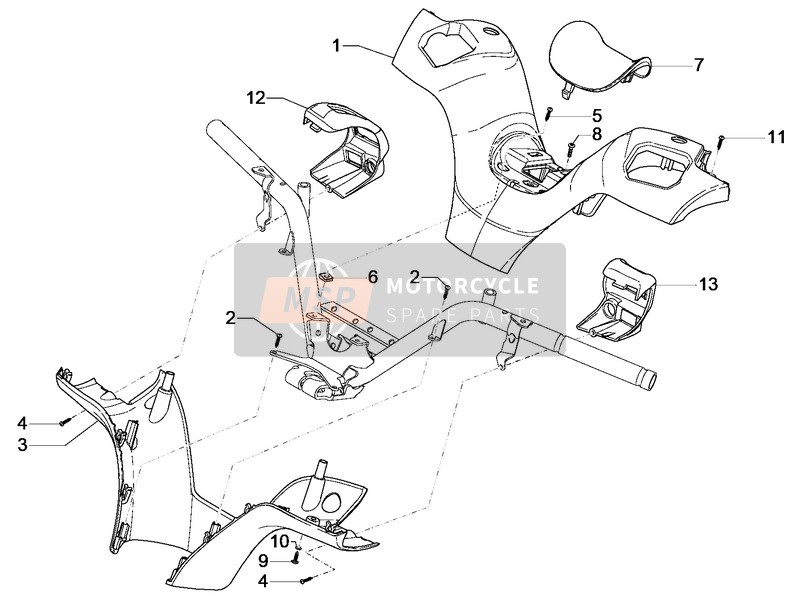 1B0048965, Handlebar Rear Cover, Piaggio, 0