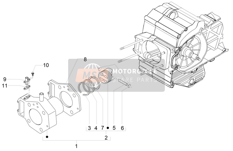 1A011781, Cylinder - Piston - Pin - PARTS- Rings Assembly, Piaggio, 0