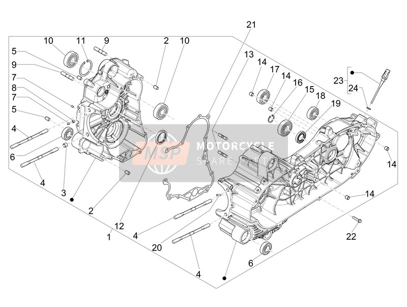 Piaggio MP3 500 Sport ABS (USA) 2015 Caja Del Cigüeñal para un 2015 Piaggio MP3 500 Sport ABS (USA)