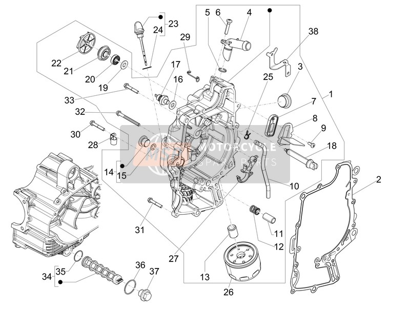 Piaggio MP3 500 SPORT BUSINESS ABS (USA) 2017 Vliegwielmagneten Afdekking - Oliefilter voor een 2017 Piaggio MP3 500 SPORT BUSINESS ABS (USA)