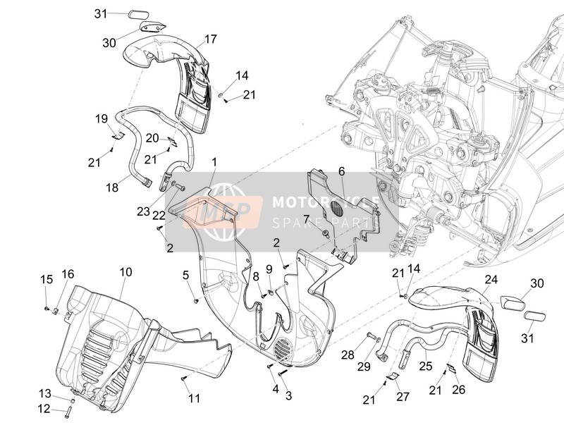 Piaggio MP3 500 SPORT BUSINESS ABS (USA) 2017 Radgehäuse - Schlammschutz für ein 2017 Piaggio MP3 500 SPORT BUSINESS ABS (USA)