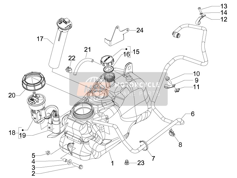 Piaggio MP3 500 (USA) 2009 Réservoir d'essence pour un 2009 Piaggio MP3 500 (USA)