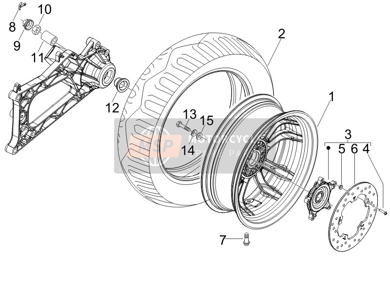 Piaggio MP3 500 (USA) 2009 Rueda trasera para un 2009 Piaggio MP3 500 (USA)