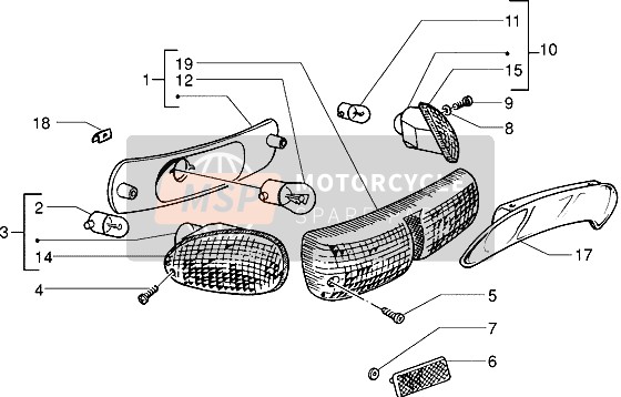 294689, Blinklichtkappe Hinten Links N, Piaggio, 1