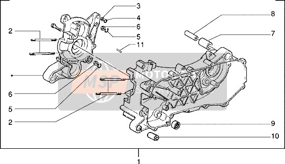 Piaggio NRG Extreme 2000 Crankcase for a 2000 Piaggio NRG Extreme