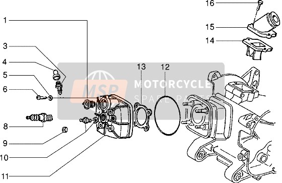 Piaggio NRG Extreme 2001 Cylinder Head And Induction Pipe (Vehicle With Rear Hub Brake) for a 2001 Piaggio NRG Extreme