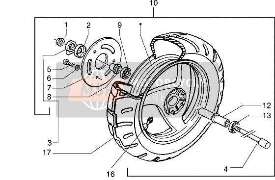 Piaggio NRG Extreme 2001 Front Wheel for a 2001 Piaggio NRG Extreme