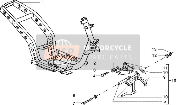 Piaggio NRG Extreme 1999 Chassis-Ständer Mitte für ein 1999 Piaggio NRG Extreme