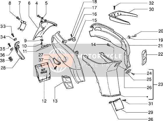 CM0046025033, Fairing,Rh., Piaggio, 0