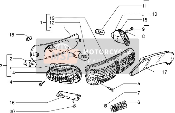 957290, Lateral Reflector, Piaggio, 0