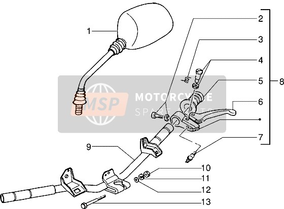 Piaggio NRG MC2 1997 Handlebars Component Parts (3) for a 1997 Piaggio NRG MC2