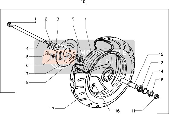 CM076901, Voorwiel As, Piaggio, 1