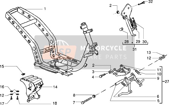 Piaggio NRG MC2 1998 Chassis-Central Stand for a 1998 Piaggio NRG MC2