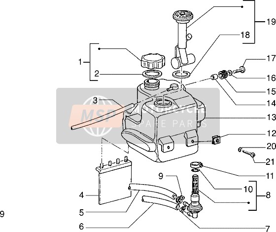 Piaggio NRG MC2 1998 Réservoir d'essence pour un 1998 Piaggio NRG MC2