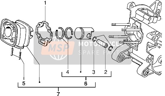 Piaggio NRG MC3 2002 Cilindro-Pistone-Pin da polso, Assemblaggio (Veicolo con freno al mozzo posteriore) per un 2002 Piaggio NRG MC3