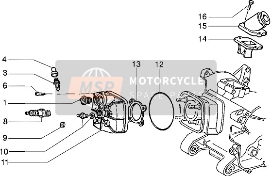 Piaggio NRG MC3 2002 Cylinder Head And Induction Pipe (Vehicle With Rear Hub Brake) for a 2002 Piaggio NRG MC3