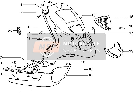 Piaggio NRG MC3 2002 Front Shield-Footboard-Spoiler for a 2002 Piaggio NRG MC3