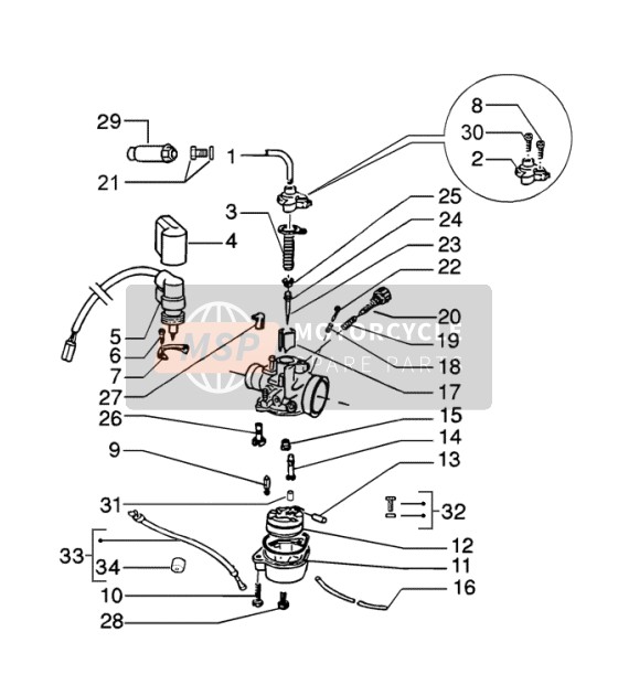 Piaggio NRG MC3 DD 2003 Carburettor (2) for a 2003 Piaggio NRG MC3 DD