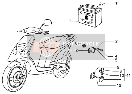 Piaggio NRG MC3 DT 2006 Batteria-Relè per un 2006 Piaggio NRG MC3 DT