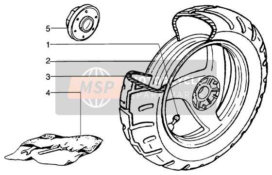 Piaggio NRG MC3 DT 2004 Achterwiel voor een 2004 Piaggio NRG MC3 DT