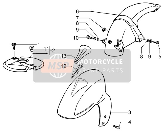 Piaggio NRG MC3 DT 2006 Parafango anteriore e posteriore per un 2006 Piaggio NRG MC3 DT