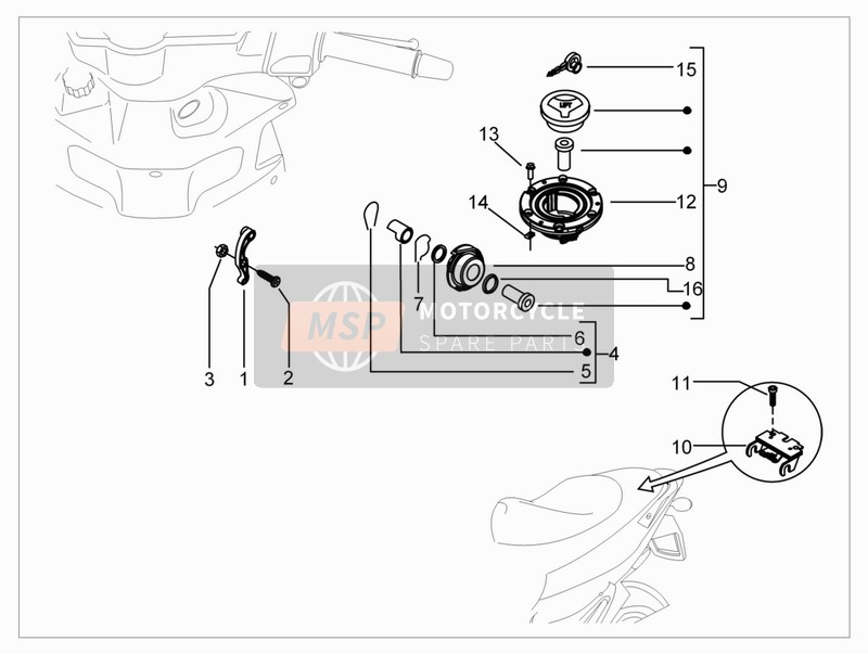 Piaggio NRG Power DT 2006 Serrures pour un 2006 Piaggio NRG Power DT