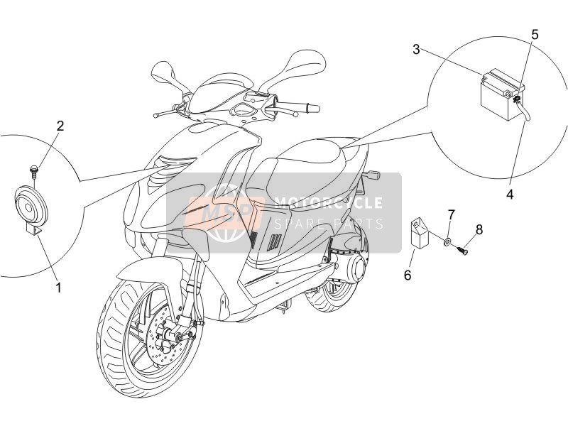 Piaggio NRG Power DT 2015 Schalthebel-Fernbedienung - Aki - Klakson für ein 2015 Piaggio NRG Power DT