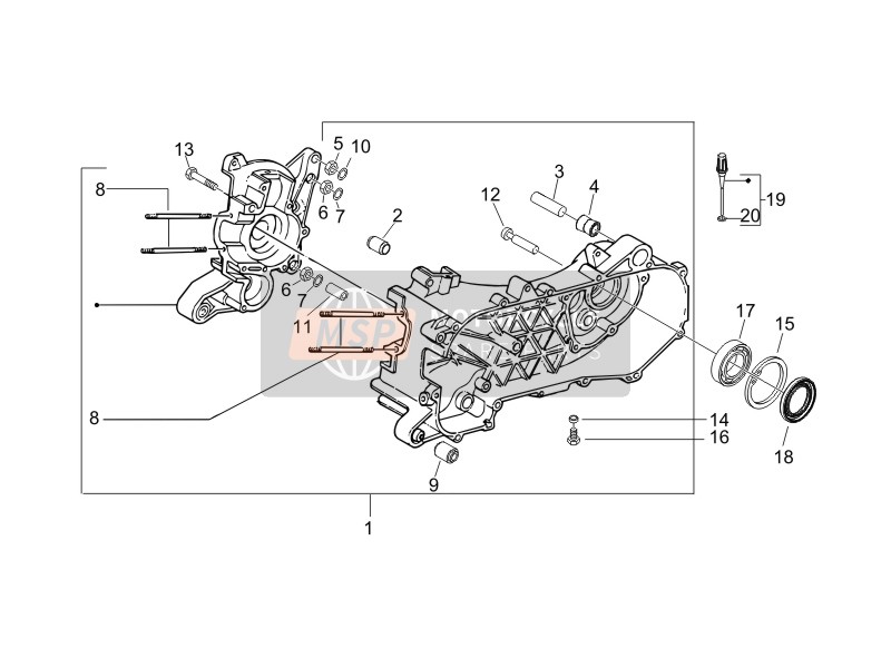 Piaggio NRG Power DT Serie Speciale (D) 2007 Crankcase for a 2007 Piaggio NRG Power DT Serie Speciale (D)