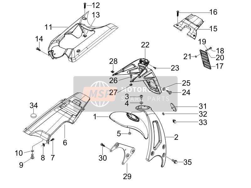 Piaggio NRG Power DT Serie Speciale (D) 2007 Abdeckung hinten - Spritzschutz für ein 2007 Piaggio NRG Power DT Serie Speciale (D)