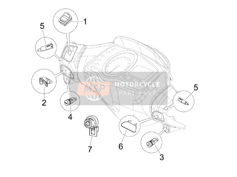 Piaggio NRG Power DT Serie Speciale (D) 2007 Selectors - Switches - Buttons for a 2007 Piaggio NRG Power DT Serie Speciale (D)