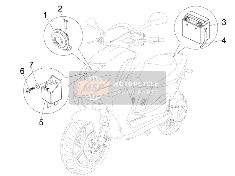 Piaggio NRG Power DT Serie Speciale (D) 2007 Remote Control Switches - Battery - Horn for a 2007 Piaggio NRG Power DT Serie Speciale (D)