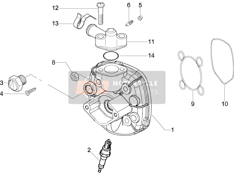 Piaggio NRG Power Pure Jet 2008 Cubierta de tapa de cilindro para un 2008 Piaggio NRG Power Pure Jet