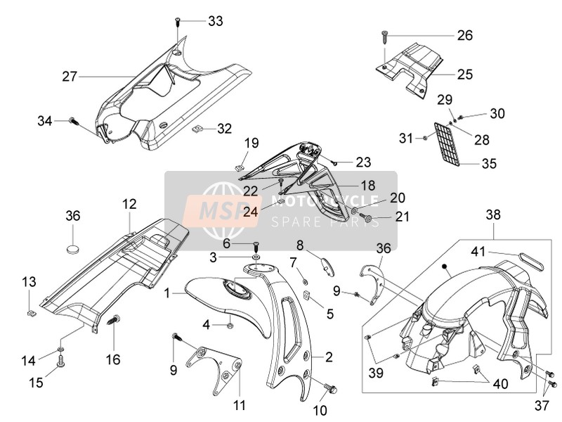 Piaggio NRG Power Pure Jet 2011 Rear Cover - Splash Guard for a 2011 Piaggio NRG Power Pure Jet